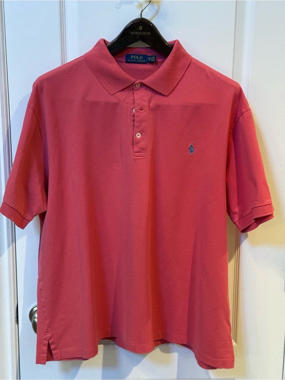 Ralph Lauren Men's Coral Pink Polo with Embroidered Pony